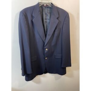 Hart Schaffner Marx Blazer 43 L Navy Wool Gold Button University Design Logo